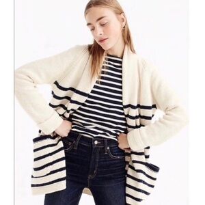 J. Crew Cream and Black Striped Sweater